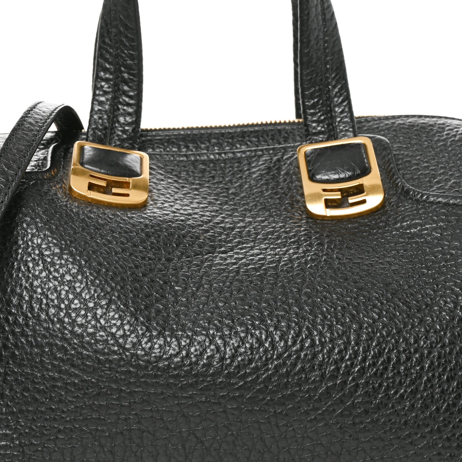 Fendi Pebbled Calfskin Small Chameleon Tote Black 8 of 10