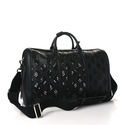Gucci Calfskin Cut Out GG Embossed Medium Duffle Bag Black 2 of 8