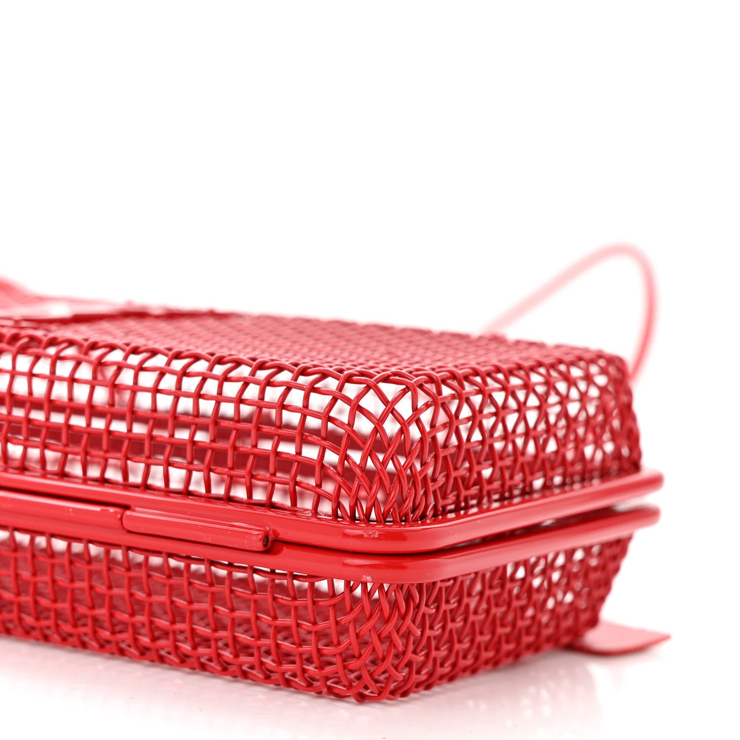 Saint Laurent Brass Lambskin Monogram Cassandre Cage Bag Rouge Flamme 10 of 10