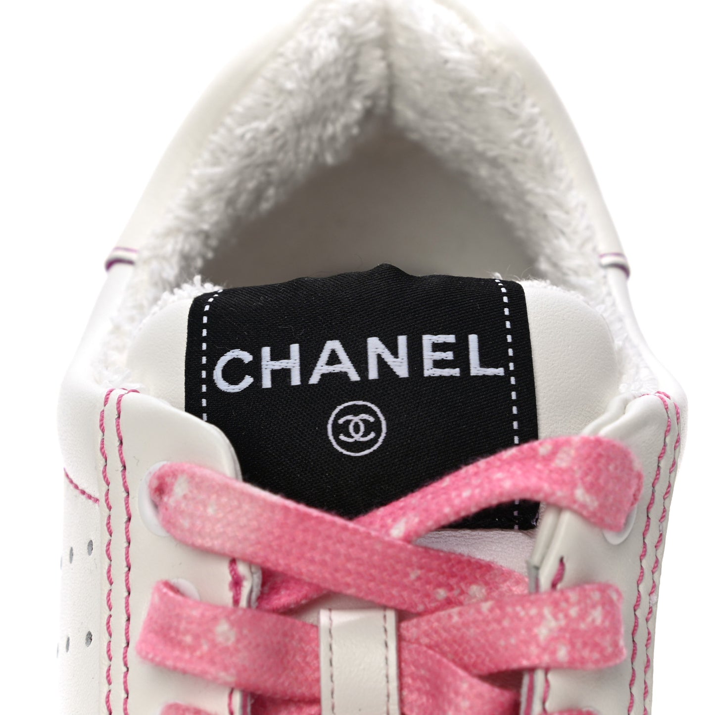 Calfskin Womens Logo Sneakers 36.5 White Pink