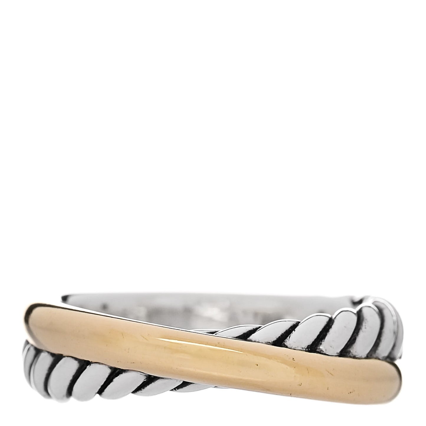 Sterling Silver 18K Yellow Gold Narrow Crossover Ring 52 6