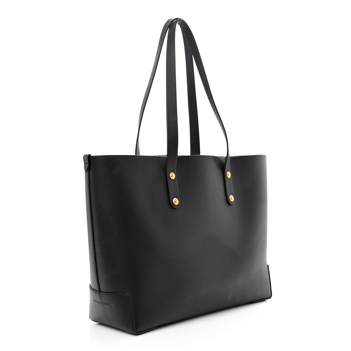 Grainy Calfskin Haymarket Check Tote Black