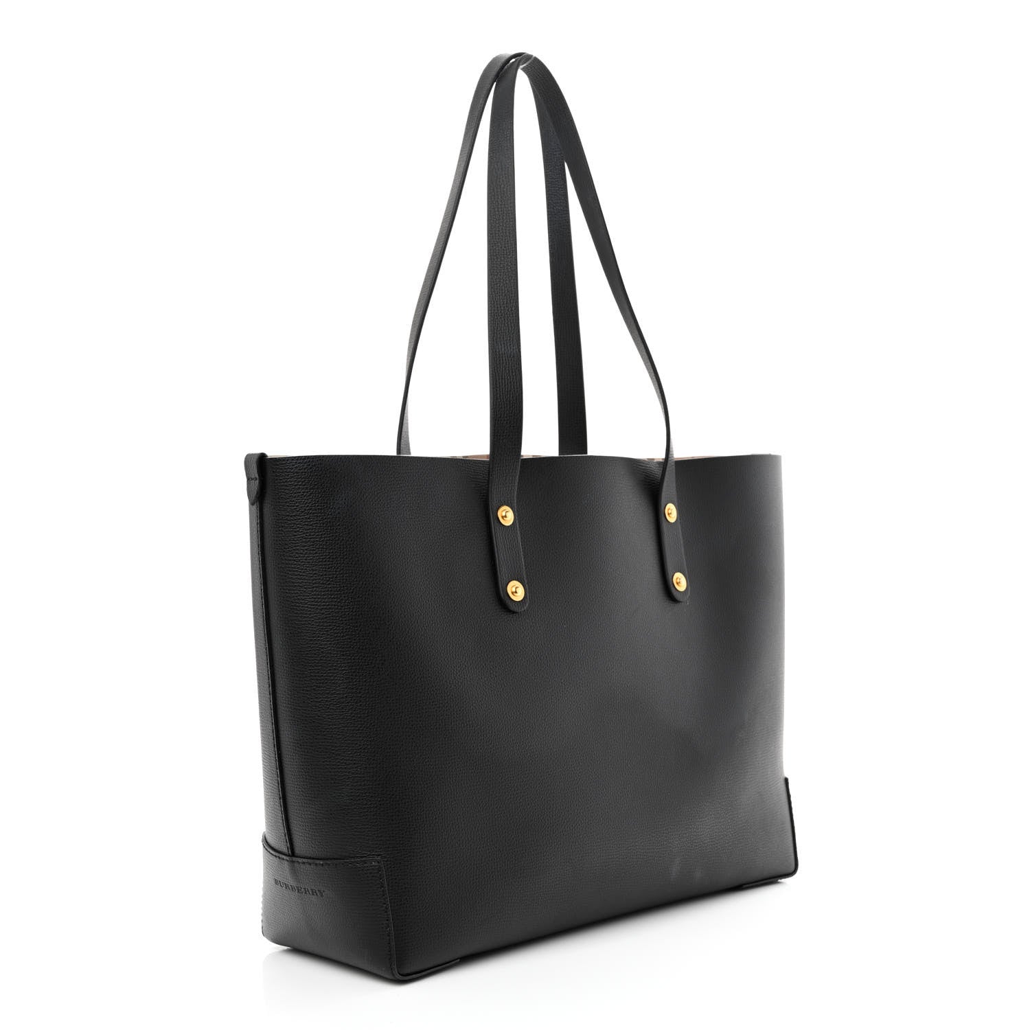 Burberry Grainy Calfskin Haymarket Check Tote Black 3 of 14