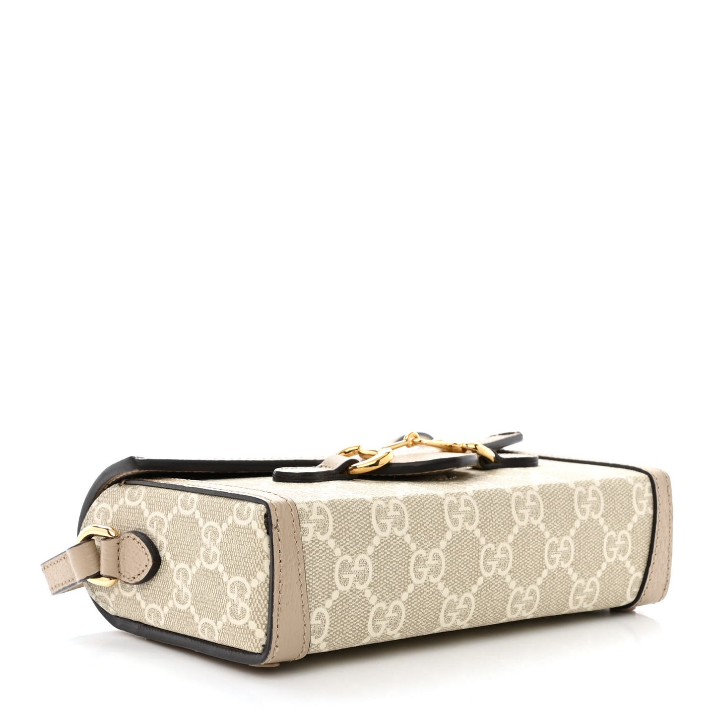 GG Supreme Monogram Textured Dollar Calfskin Mini Horsebit 1955 Shoulder Bag Beige Mystic White Oatmeal