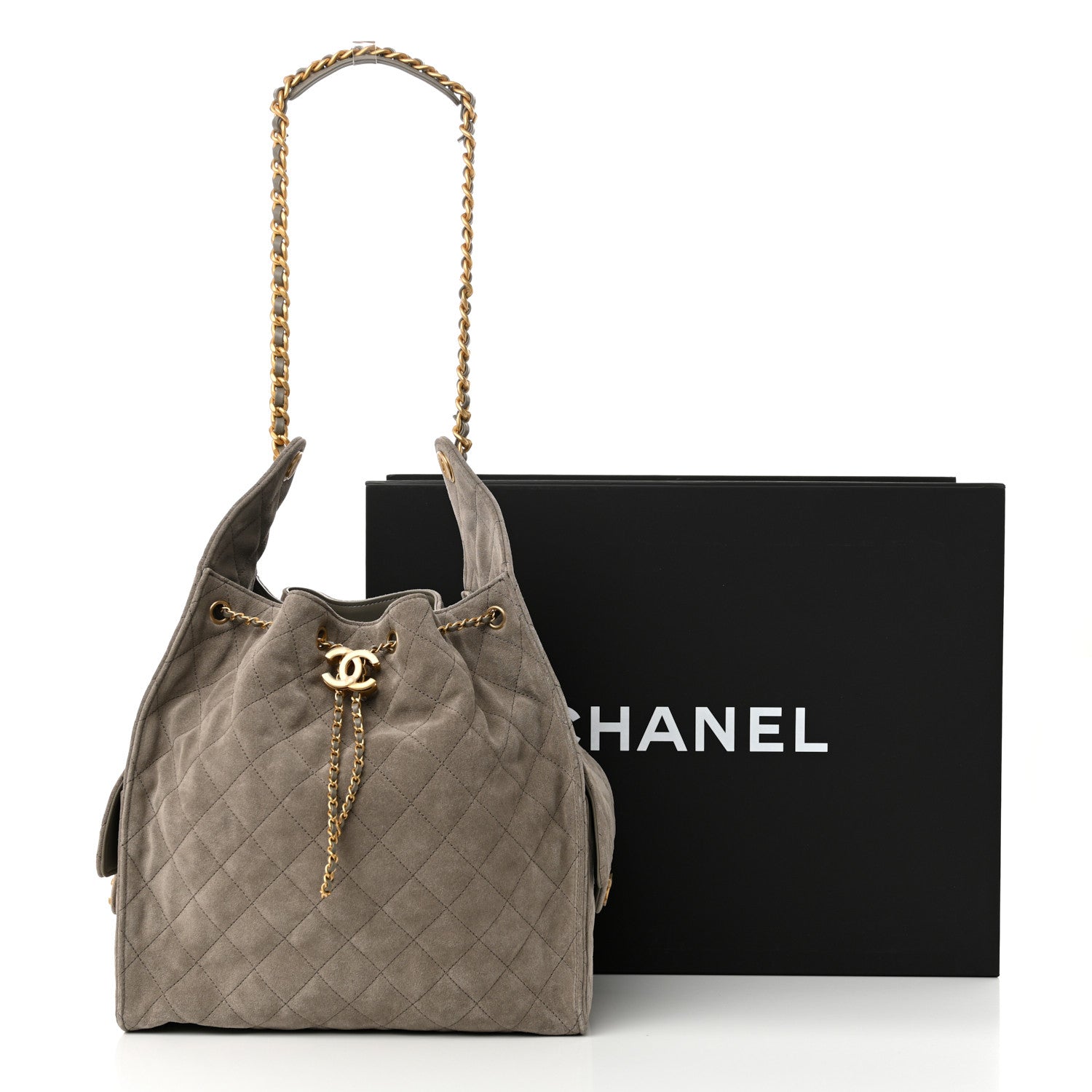 Chanel Suede Quilted Medium Chanel 25 Handbag Dark Grey 13 of 13