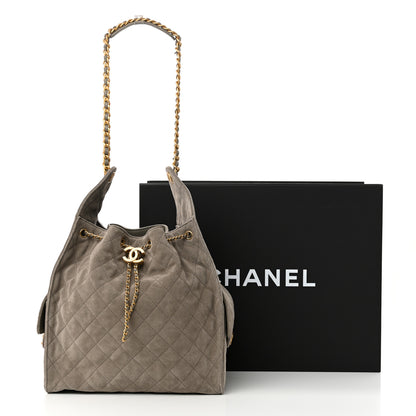 Chanel Suede Quilted Medium Chanel 25 Handbag Dark Grey 13 of 13