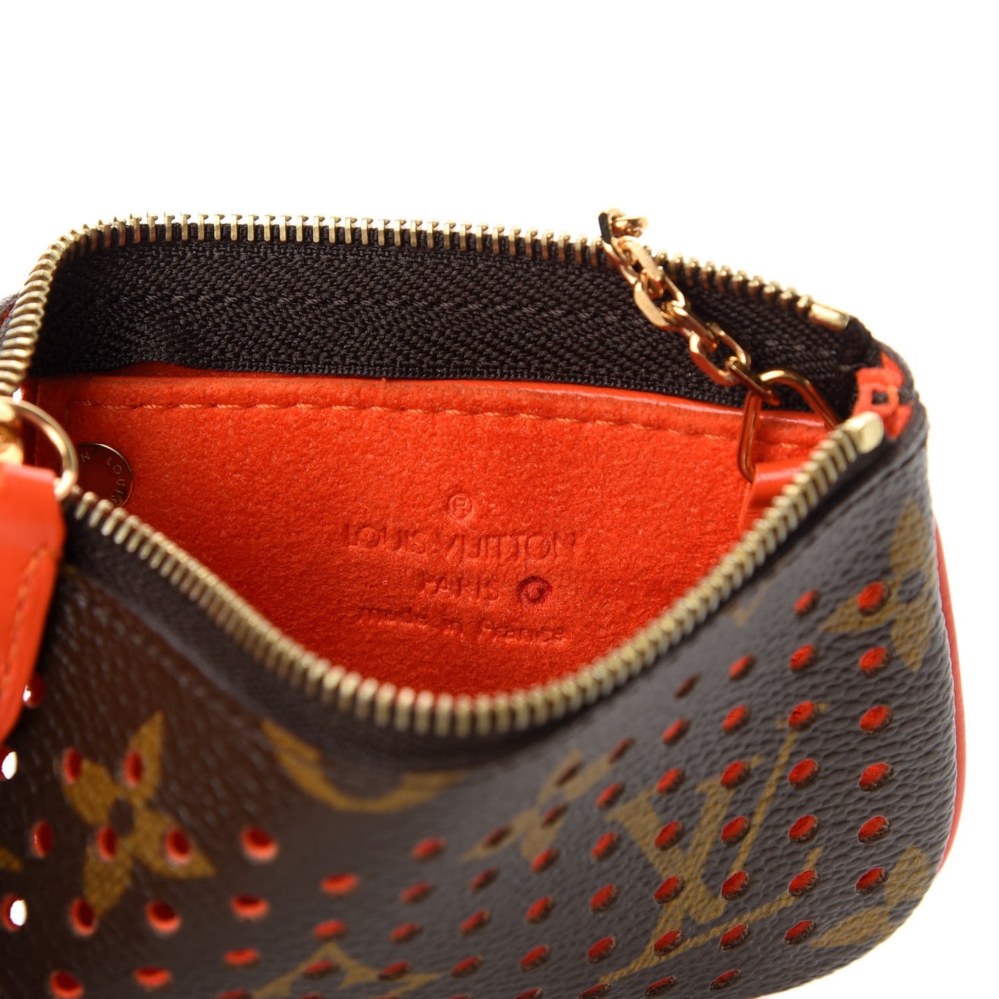 Monogram Perforated Key Pouch Orange