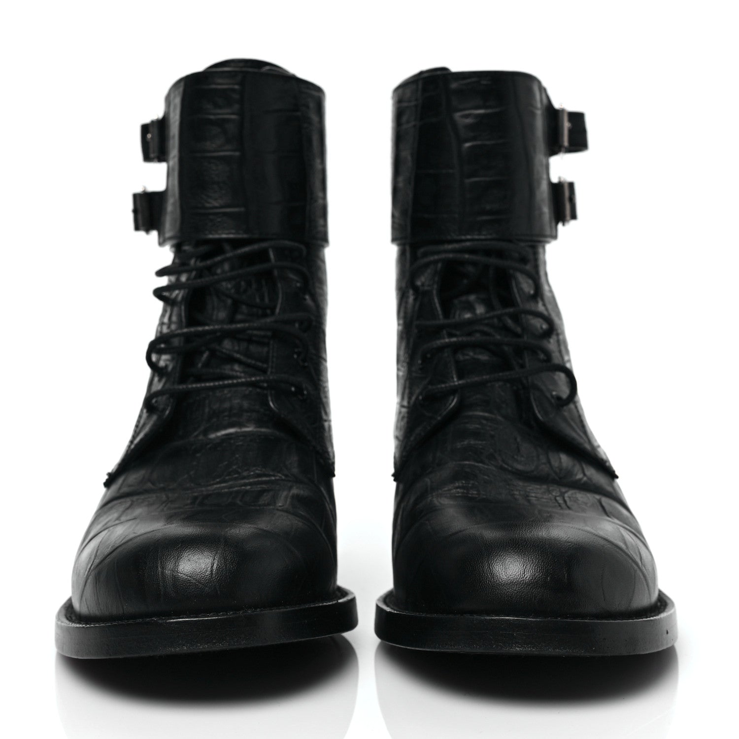 Saint Laurent Shiny Crocodile Embossed Boots 37.5 Black 2 of 7