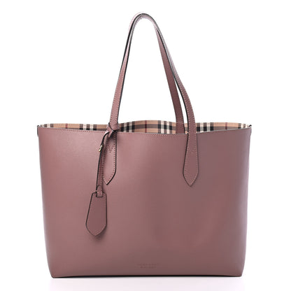 Burberry Grainy Calfskin Haymarket Check Medium Reversible Tote Dusty Pink 5 of 9