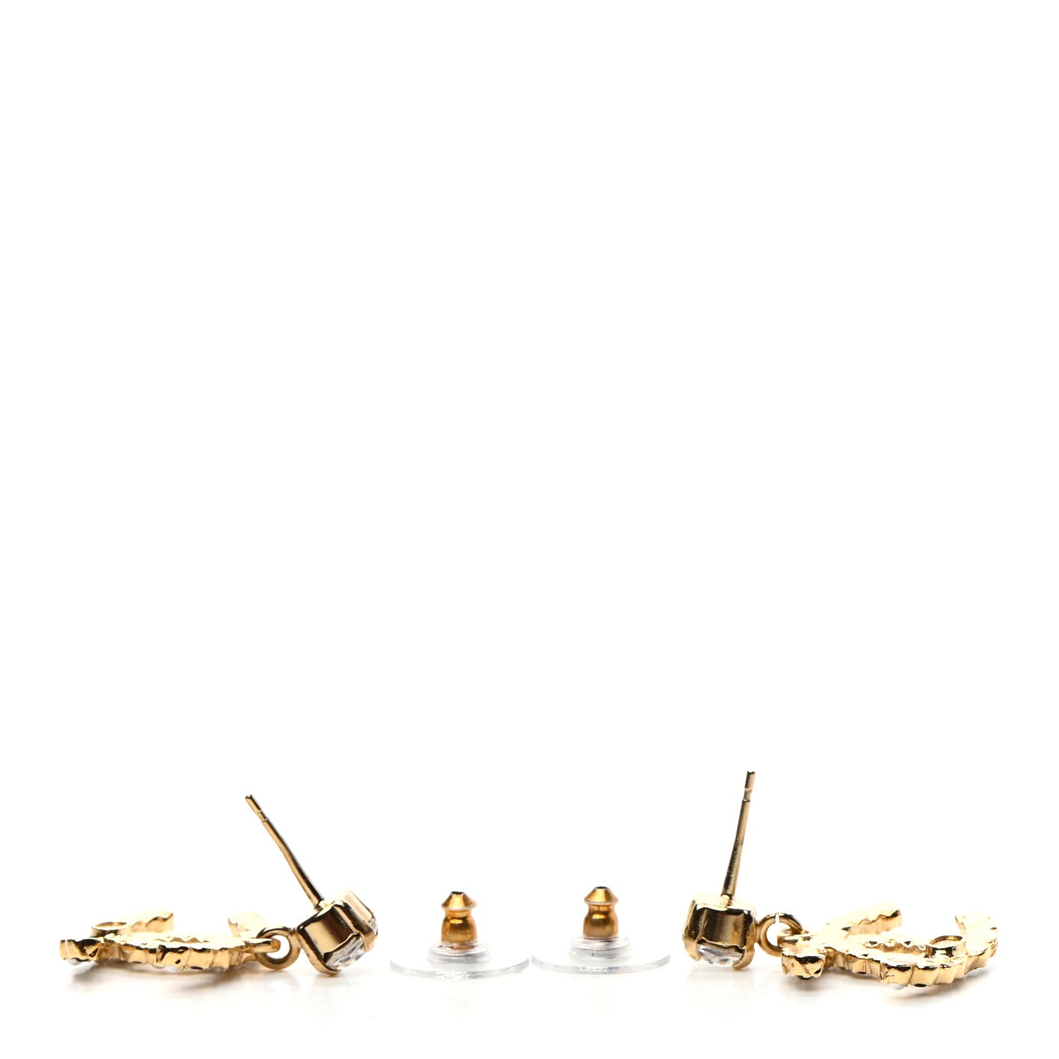 Chanel Resin Crystal Pearl CC Drop Earrings Gold Black 3 of 4