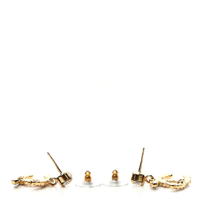 Chanel Resin Crystal Pearl CC Drop Earrings Gold Black 3 of 4