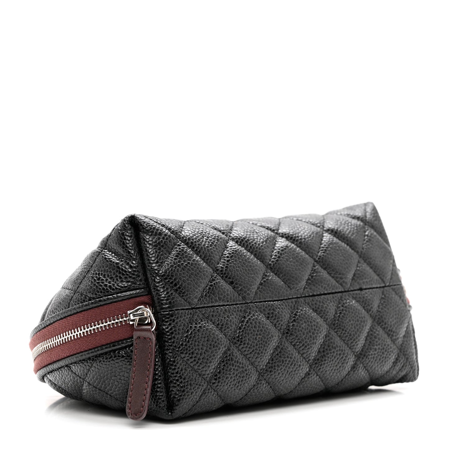 Caviar Quilted Small Curvy Cosmetic Case Black