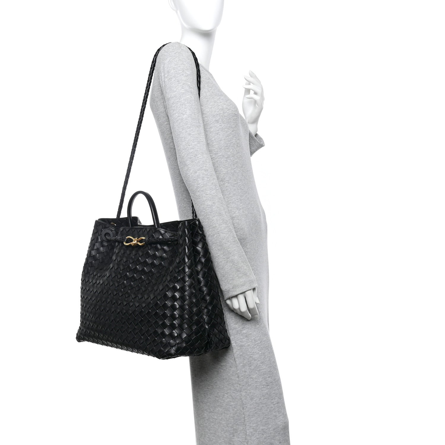 Bottega Veneta Nappa Intrecciato Large Andiamo Shoulder Bag Black 2 of 11