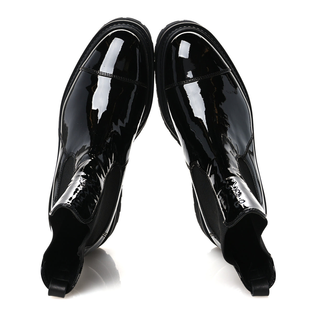 Chanel Patent Calfskin Ankle Boots 38 Black 2 of 10