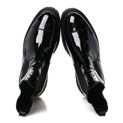Chanel Patent Calfskin Ankle Boots 38 Black 2 of 10