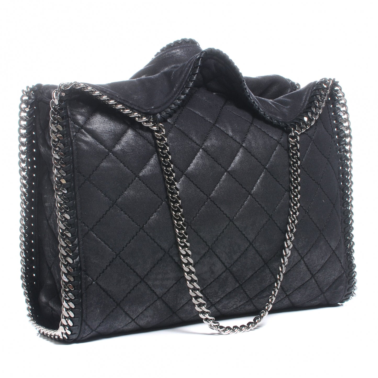 Faux Leather Quilted Falabella Black