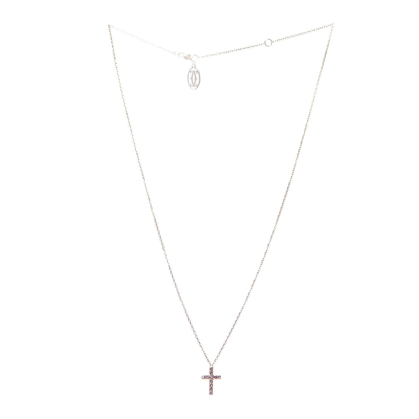18K Pink Gold Pink Sapphire Symbols Cross Pendant Necklace