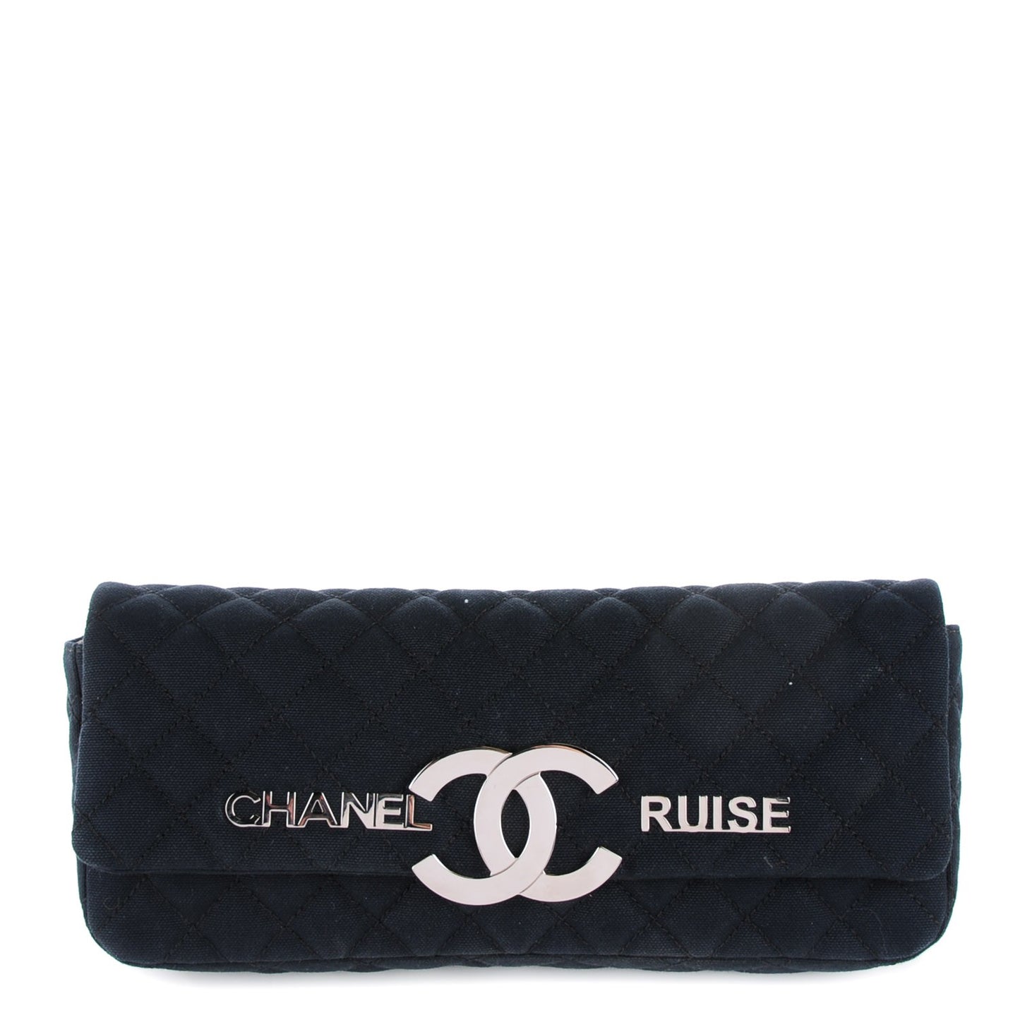 Canvas Quilted CC Cruise East West Flap Clutch Black
