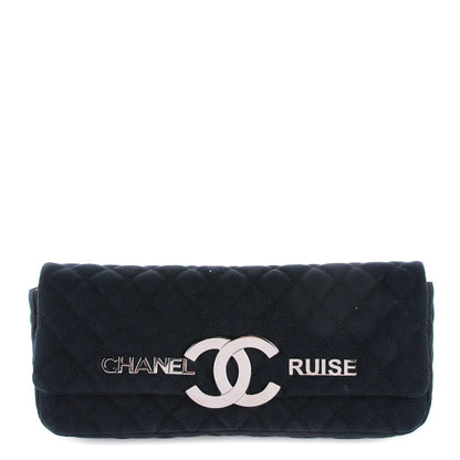 Chanel Canvas Quilted CC Cruise East West Flap Clutch Black 1 of 8