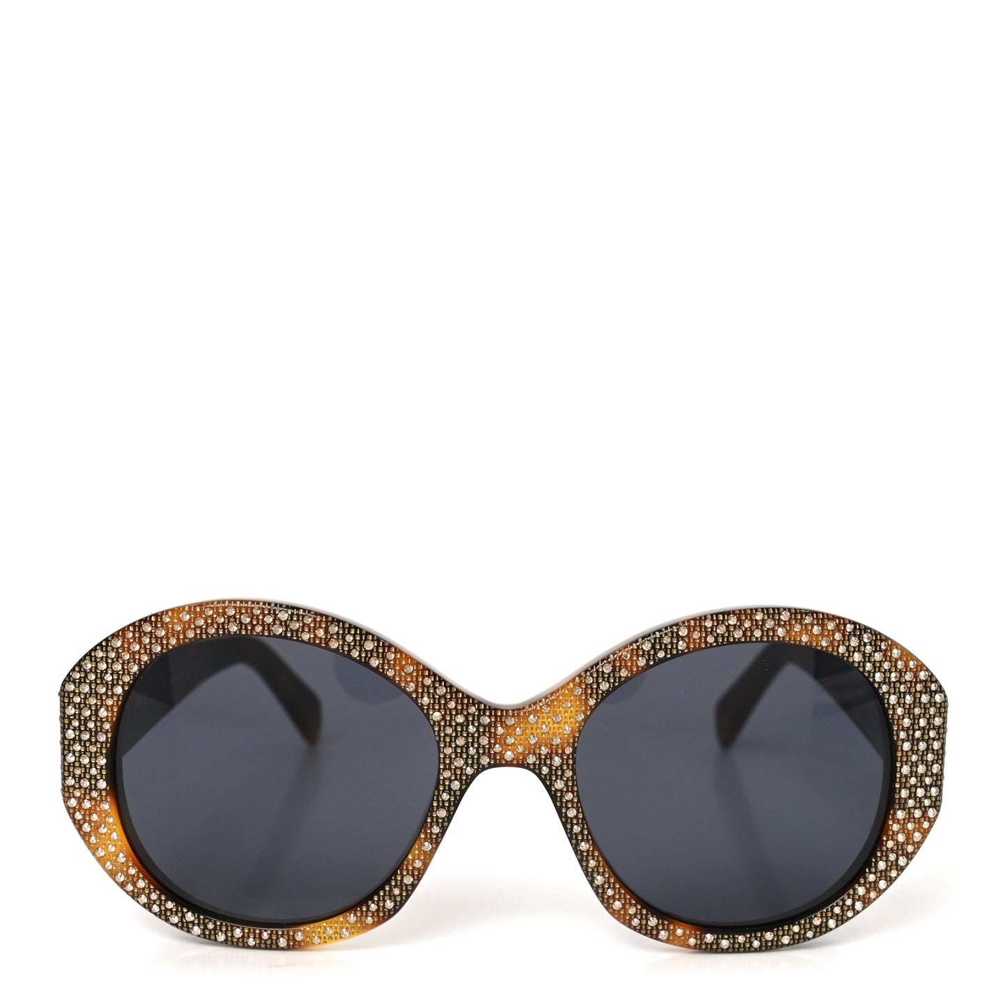 Acetate Crystal Studded Bold 3 Dots Round Sunglasses CL4240IS Tortoise