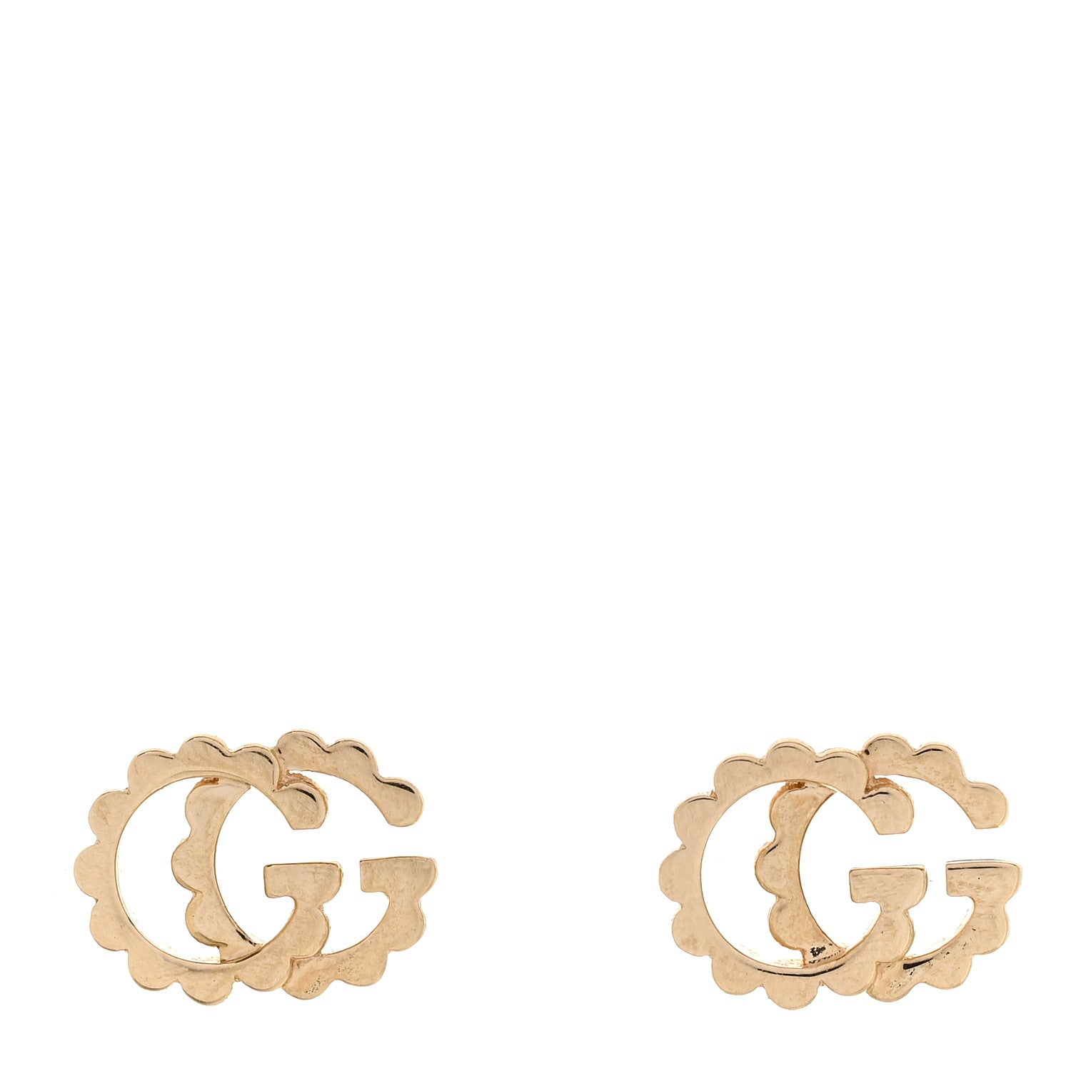 Gucci 18K Yellow Gold Running G Scalloped Stud Earrings 1 of 4