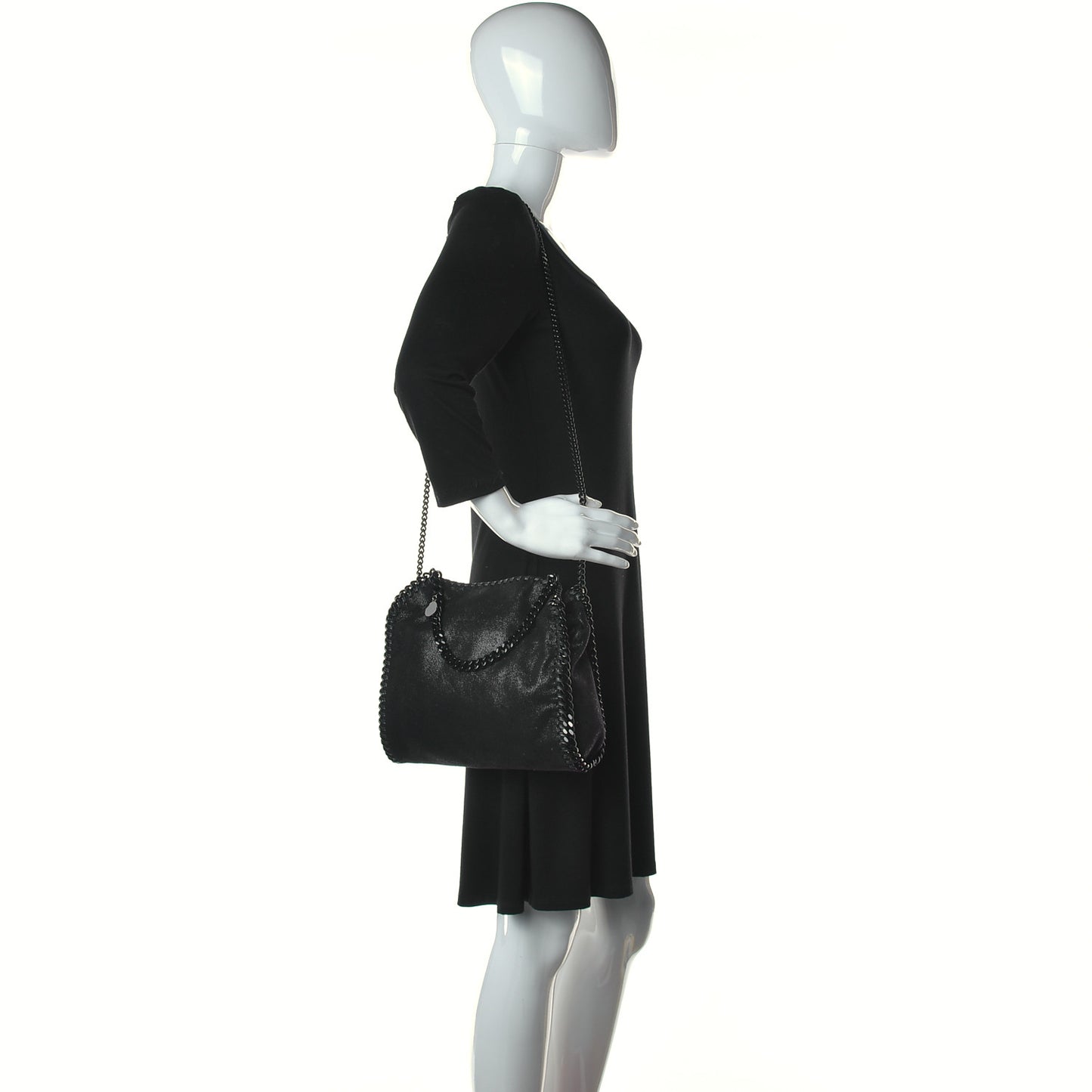 Shaggy Deer Mini Falabella Fold Over Tote Black