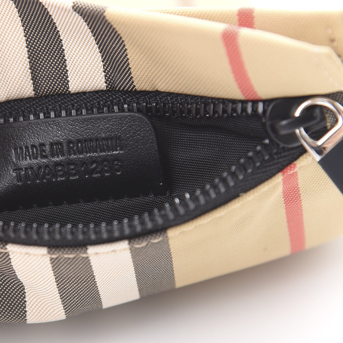 Nylon Vintage Check Print Logo Wristlet Pouch Archive Beige