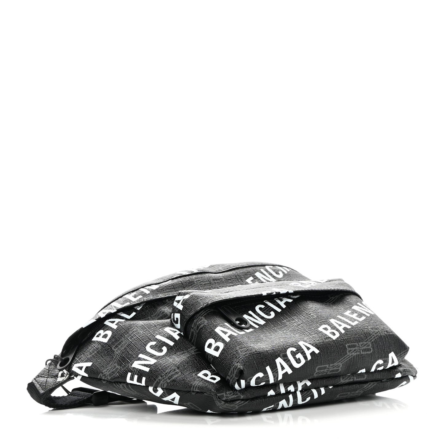 Coated Canvas BB Monogram Allover Logo Medium Signature Beltpack Black Grey White