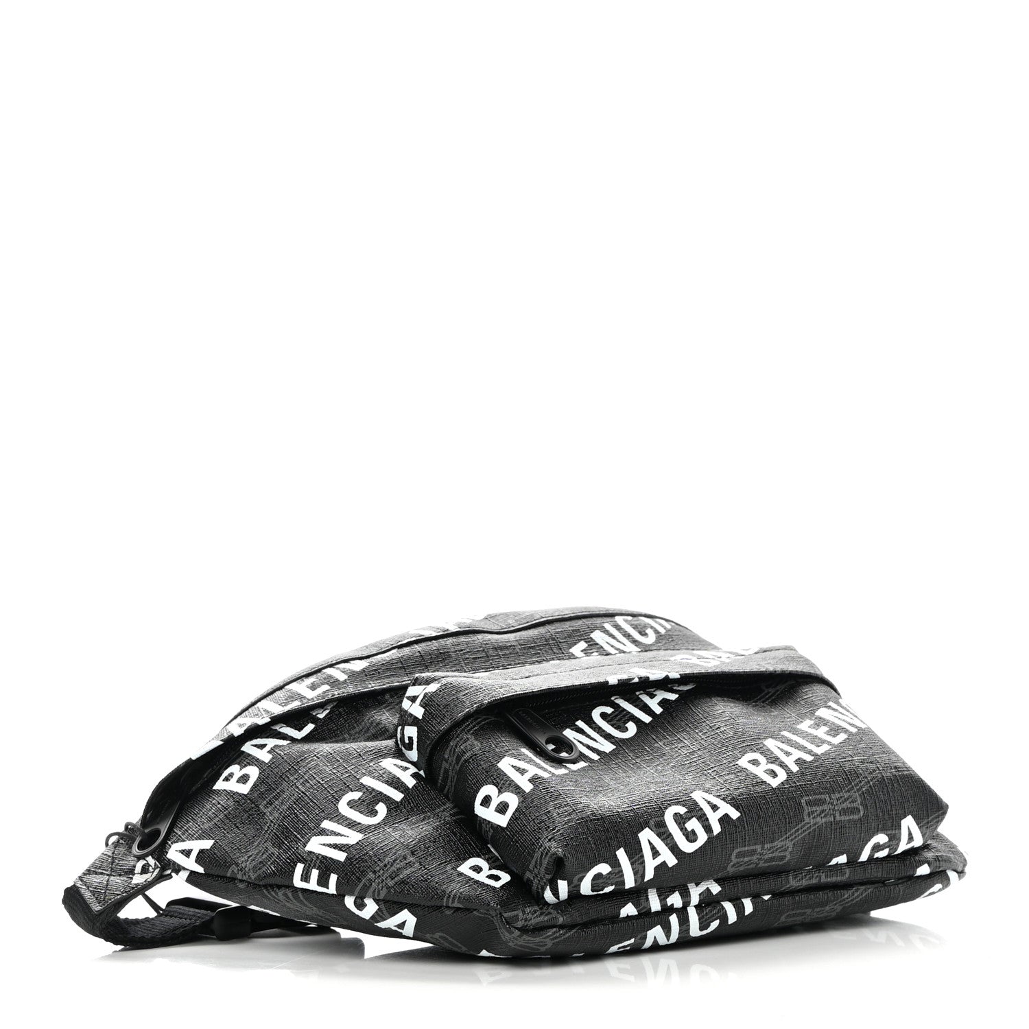 Balenciaga Coated Canvas BB Monogram Allover Logo Medium Signature Beltpack Black Grey White 4 of 10