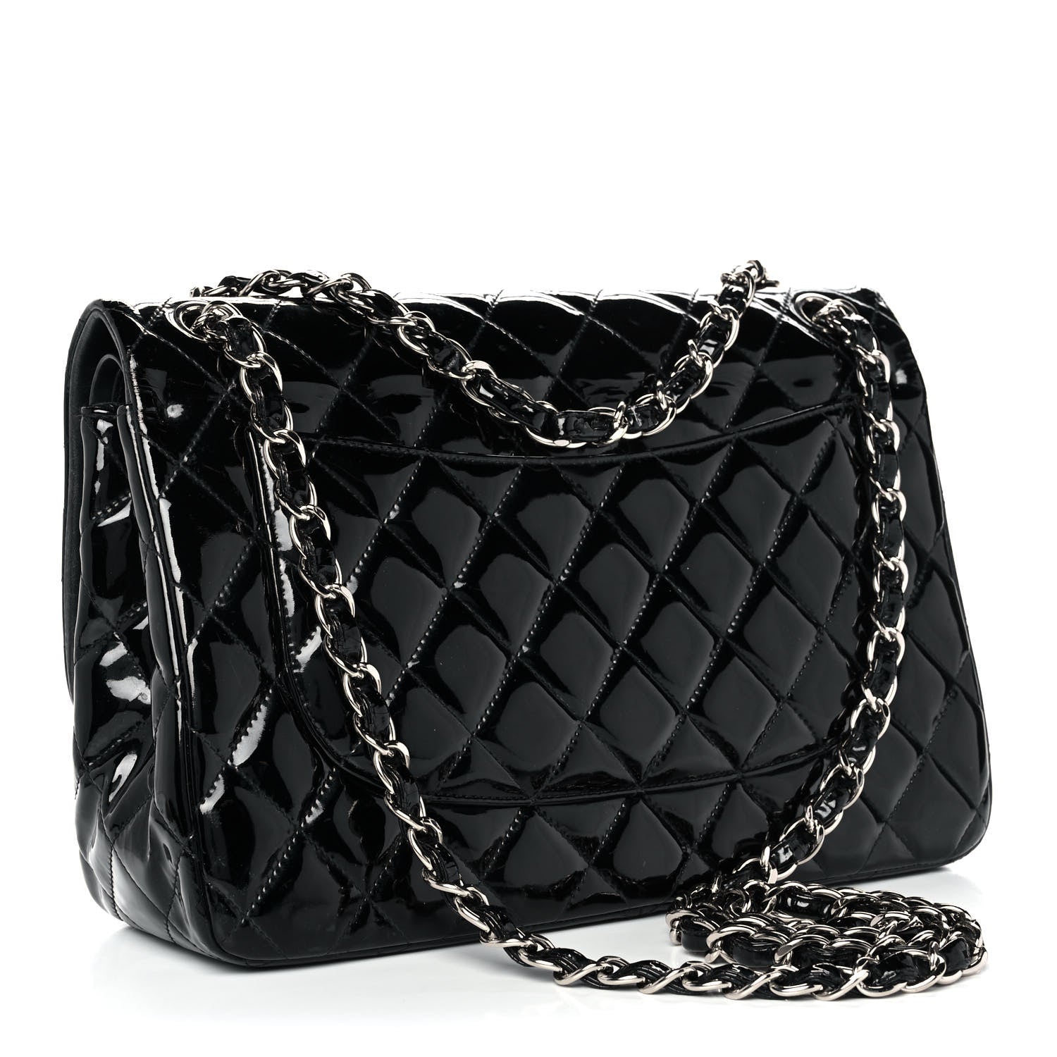 Chanel Patent Quilted Jumbo Double Flap Black 2 of 9