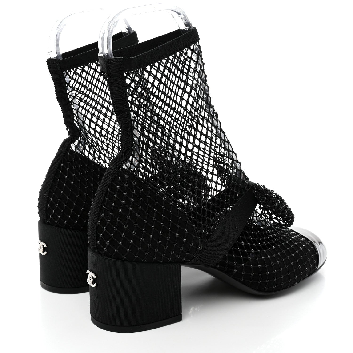 Chanel Resille Strass Kid Suede Patent Mary Jane Short Boots 39 Black 4 of 12