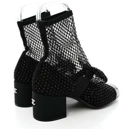 Chanel Resille Strass Kid Suede Patent Mary Jane Short Boots 39 Black 4 of 12