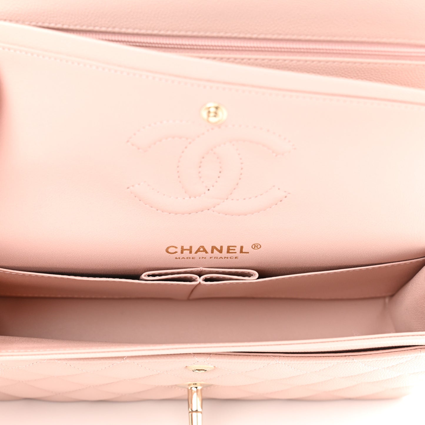 Caviar Quilted Small Double Flap Light Pink
