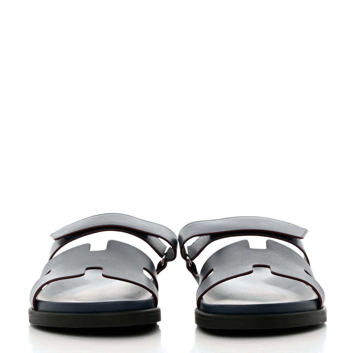 Hermes Calfskin Womens Chypre Sandals 41 Bleu Celeste Bordeaux 2 of 9