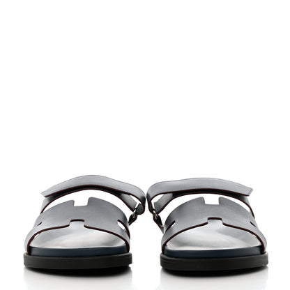 Hermes Calfskin Womens Chypre Sandals 41 Bleu Celeste Bordeaux 2 of 9