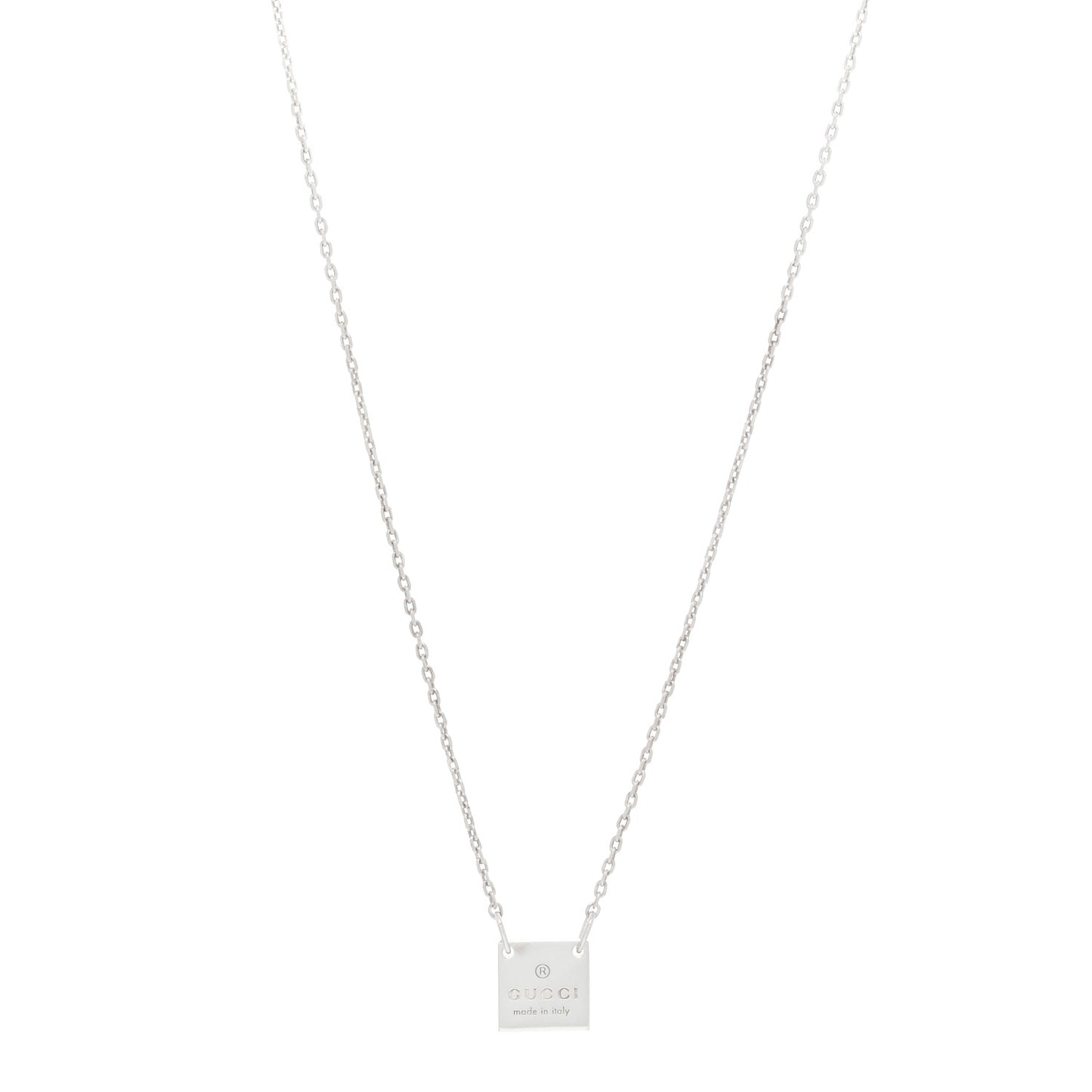Sterling Silver Trademark Logo Square Pendant Necklace