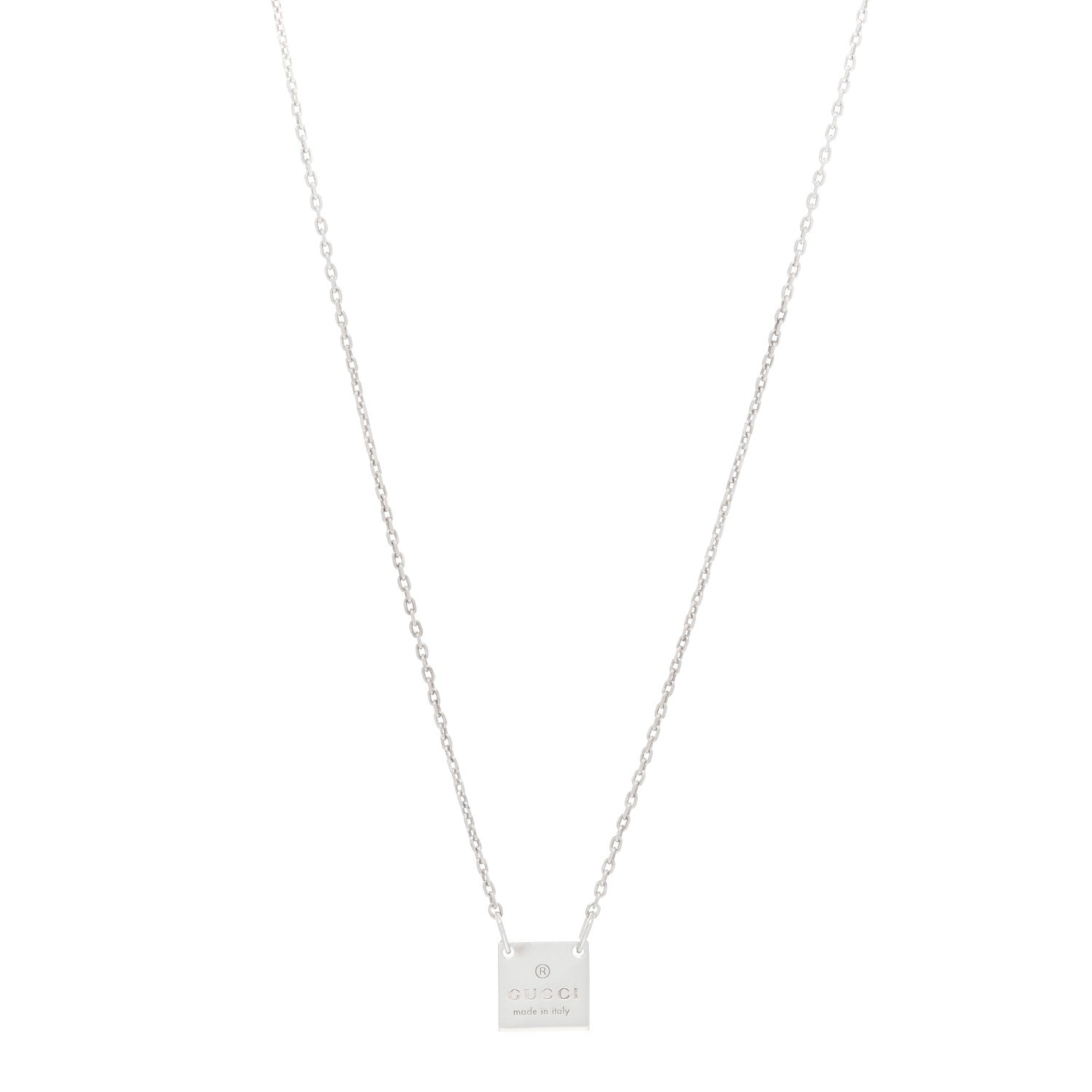 Gucci Sterling Silver Trademark Logo Square Pendant Necklace 1 of 3