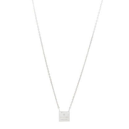 Gucci Sterling Silver Trademark Logo Square Pendant Necklace 1 of 3