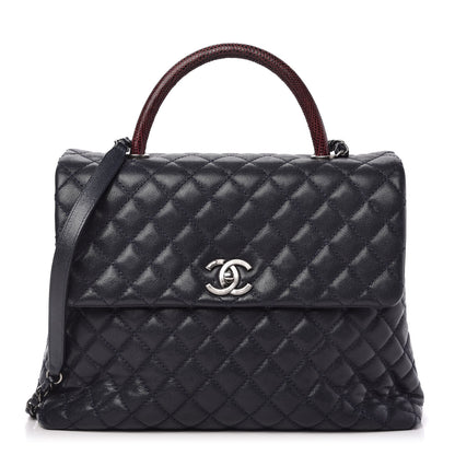 Chanel Caviar Lizard Quilted Large Coco Handle Flap Blue 1 of 12