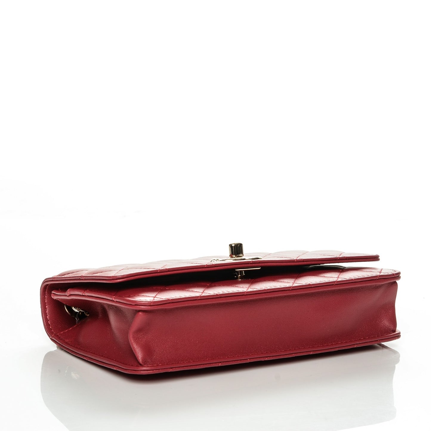 Lambskin Quilted Trendy CC Wallet On Chain WOC Dark Pink