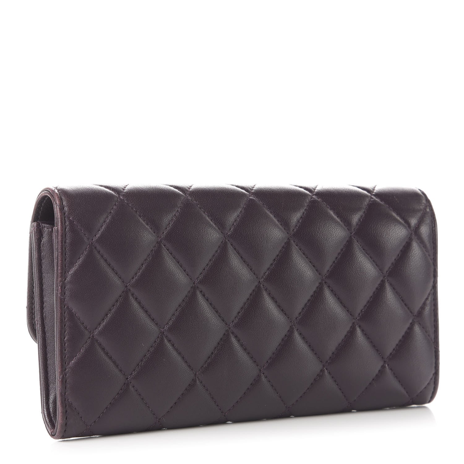 Chanel Lambskin Quilted Large Gusset Flap Wallet Purple 3 of 10