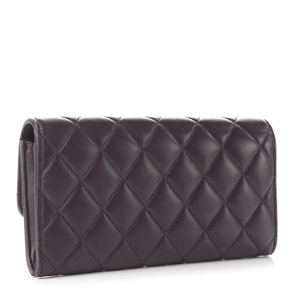 Chanel Lambskin Quilted Large Gusset Flap Wallet Purple 3 of 10