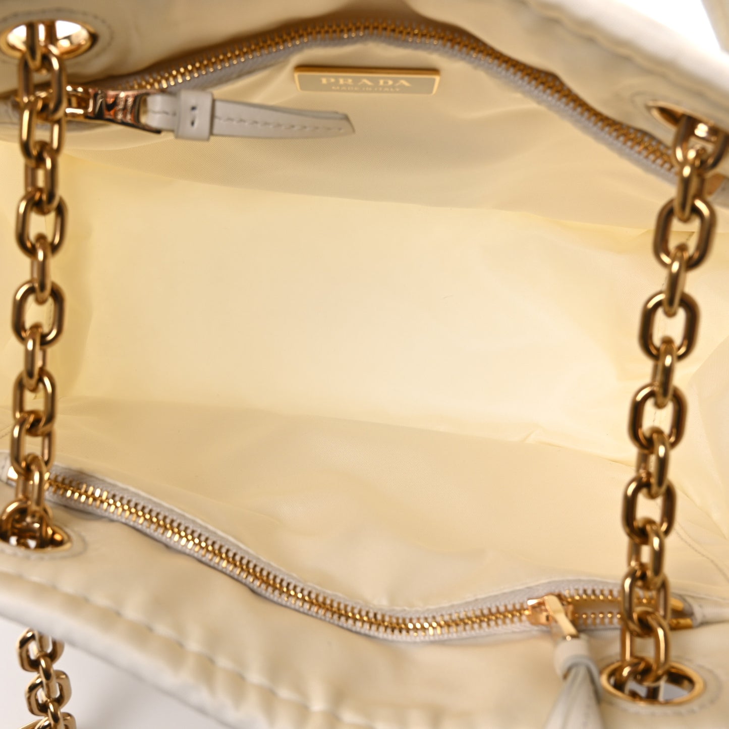 Tessuto Nylon Triangle Chain Tote White