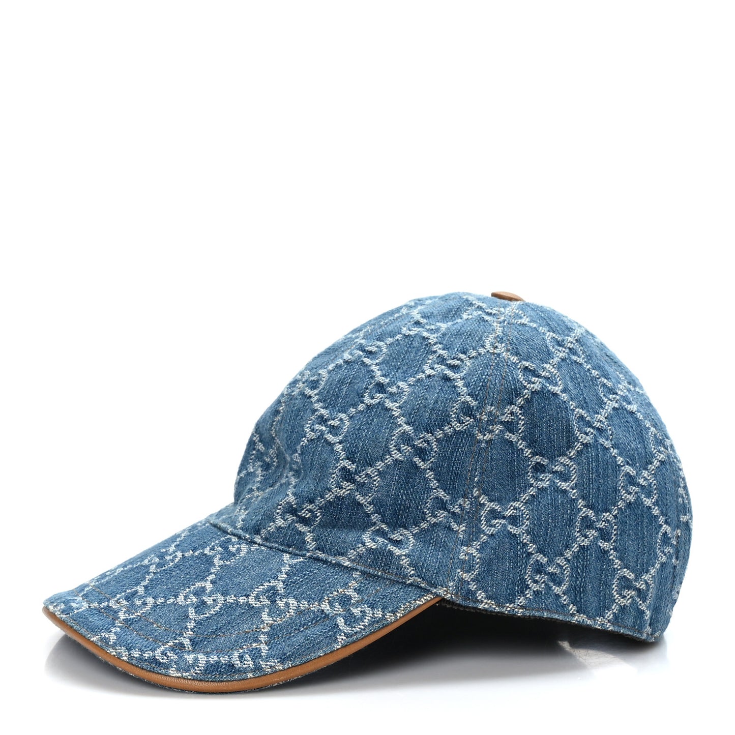 Denim GG Monogram Baseball Hat M Blue Tea Cuir
