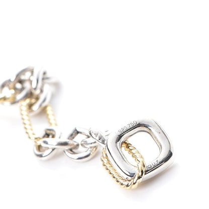 David Yurman Sterling Silver 18K Yellow Gold Figaro Link Toggle Necklace 15.5 5 of 5