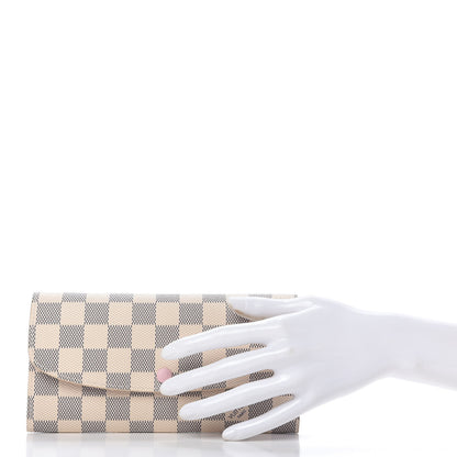 Louis Vuitton Damier Azur Emilie Wallet Rose Ballerine 2 of 11