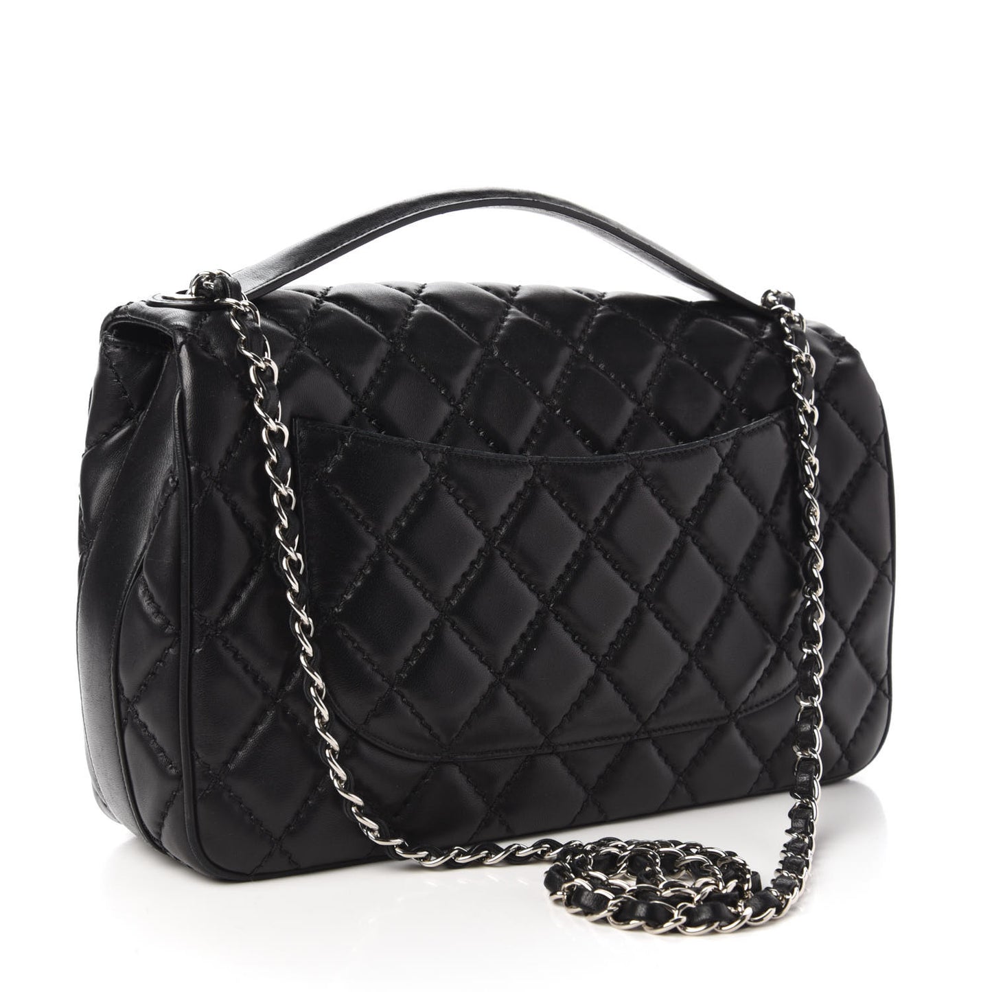 Lambskin Quilted Jumbo Easy Carry Flap Black