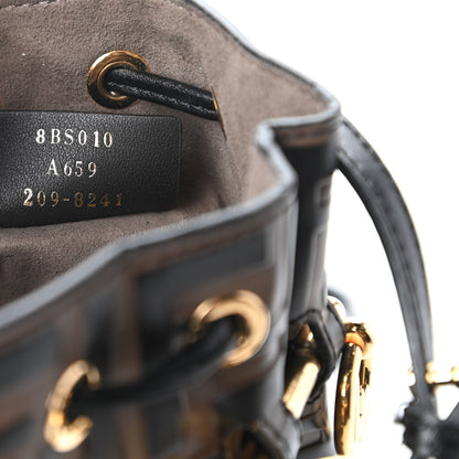 Fendi Vitello Liberty F is Fendi Bi-Color FF 1974 Embossed Mini Mon Tresor Bucket Bag Maya Black 9 of 11