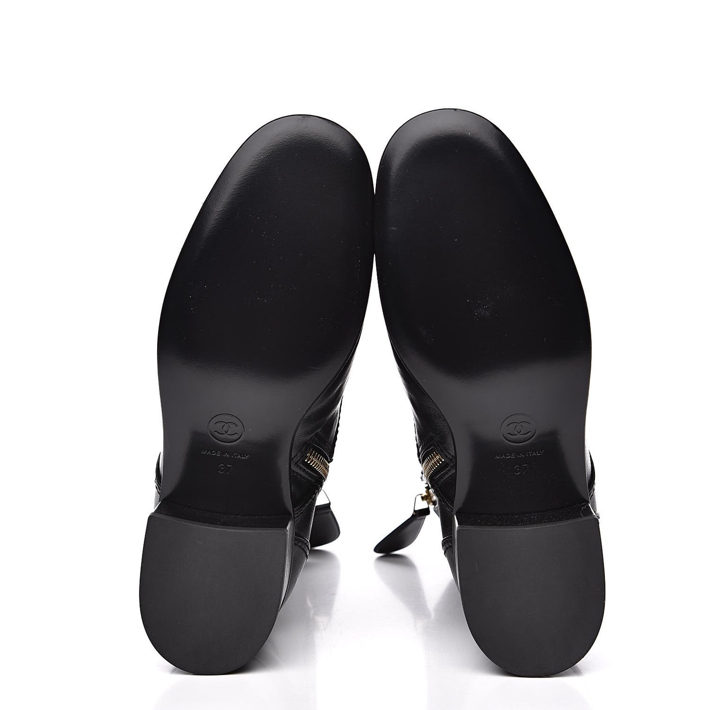 Calfskin Patent Cap Toe CC Lace Up Boots 37 Black