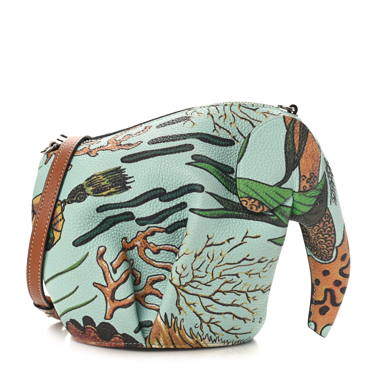 Calfskin Mermaid Print Paulas Ibiza Crossbody Bag Aqua